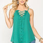 Plunging V-neckline Lattice Top