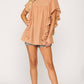 Textured Ruffle Sleeve Tunic Top With Back Keyhole