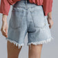 High Rise Denim Shorts With Raw Hem