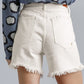 High Rise Denim Shorts With Raw Hem