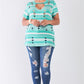 Plus Striped And Distressed Cut-out Top