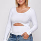 Solid Round Neck Top, With Long Sleeves, And Cut-out Detail