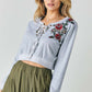 Floral Embroidered Cropped Sweatshirt