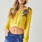 Floral Embroidered Cropped Sweatshirt