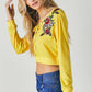 Floral Embroidered Cropped Sweatshirt