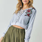 Floral Embroidered Cropped Sweatshirt