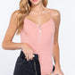 Front Zipper Rib Cami Bodysuit