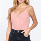 Front Zipper Rib Cami Bodysuit