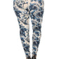 Plus Size Floral Print, Full Length Leggings In A Slim Fitting Style With A Banded High Waist