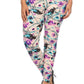 Plus Size Floral Print, Full Length Leggings In A Slim Fitting Style With A Banded High Waist