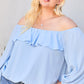 Off Shoulder Ruffle Bubble Sleeve Top