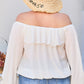 Off Shoulder Ruffle Bubble Sleeve Top