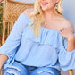 Off Shoulder Ruffle Bubble Sleeve Top