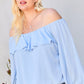 Off Shoulder Ruffle Bubble Sleeve Top