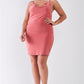 Plus Size Sleeveless Silky Cowl Neck Bodycon Cami Mini Dress