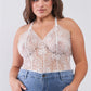 Plus Size Sheer Lace Sleeveless V-neck Criss-cross Back Strap Bodysuit