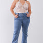 Plus Size Sheer Lace Sleeveless V-neck Criss-cross Back Strap Bodysuit