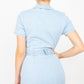 Belted Bodycon Collared Denim Dress