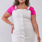 Plus Denim Sleeveless Front Snap Button Down Pinafore Mini Dress