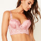 Floral Lace Trim Longline Lace Bra W/underwire