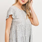 Dot Textured Print Jersey Ruffled Short Sleeve Top