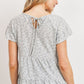 Dot Textured Print Jersey Ruffled Short Sleeve Top