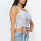 Adjustable Front Ruched With String Square Neck Crop Tops