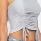 Adjustable Front Ruched With String Square Neck Crop Tops