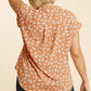 V-neck Dalmatian Print Button Front Top With Pocket Detail