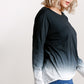 Ombre Print Long Sleeve Top With Gathered Front Detail And Raw Hem