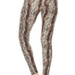 Yoga Style Banded Lined Snakeskin Printed Knit Legging With High Waist.