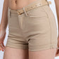 High Rise 5 Pockets Roll Up Hem Shorts