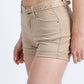 High Rise 5 Pockets Roll Up Hem Shorts