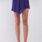 Purple High-waisted Asymmetrical Wrap Pleated Front Mini Skirt