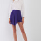 Purple High-waisted Asymmetrical Wrap Pleated Front Mini Skirt