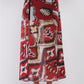 Red & Multi Vintage Graphic Print High-waisted Two Front Slits Maxi Skirt