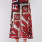 Red & Multi Vintage Graphic Print High-waisted Two Front Slits Maxi Skirt