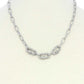 3 Screw Lcok Rhinestone Charm Oval Link Metal Necklace