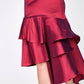 Asymmetrical Ruffle Bottom Satin Skirt