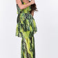 Ruffle Sleeve Tiered Bottom Print Long Dress