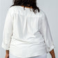 Plus Size Oatmeal Stand-up Collar Roll Tab Sleeve Blouse