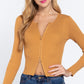 Rib Sweater Top W/front Zipper