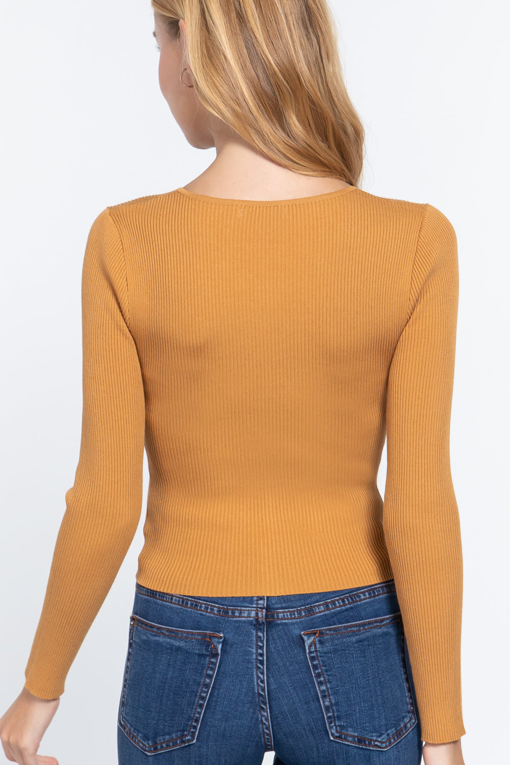 Rib Sweater Top W/front Zipper