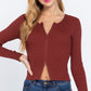 Rib Sweater Top W/front Zipper