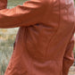 Rust Vegan Leather Long Sleeve Biker Jacket