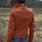 Rust Vegan Leather Long Sleeve Biker Jacket