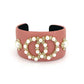 Fashion Pearl Double Round Studded Faux Leather Cuff Bracelet