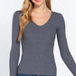 V-neck Viscose Rib Sweater