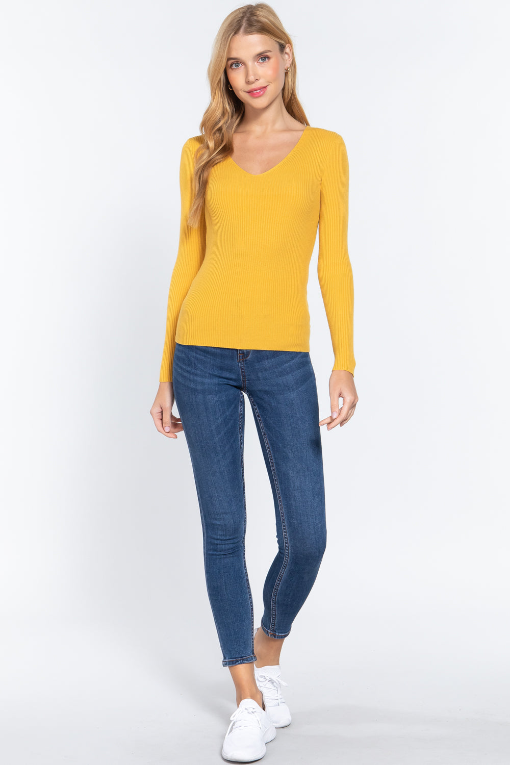 V-neck Viscose Rib Sweater