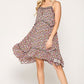 Ditsy Floral Print Sleeveless Dress With Lace Trim